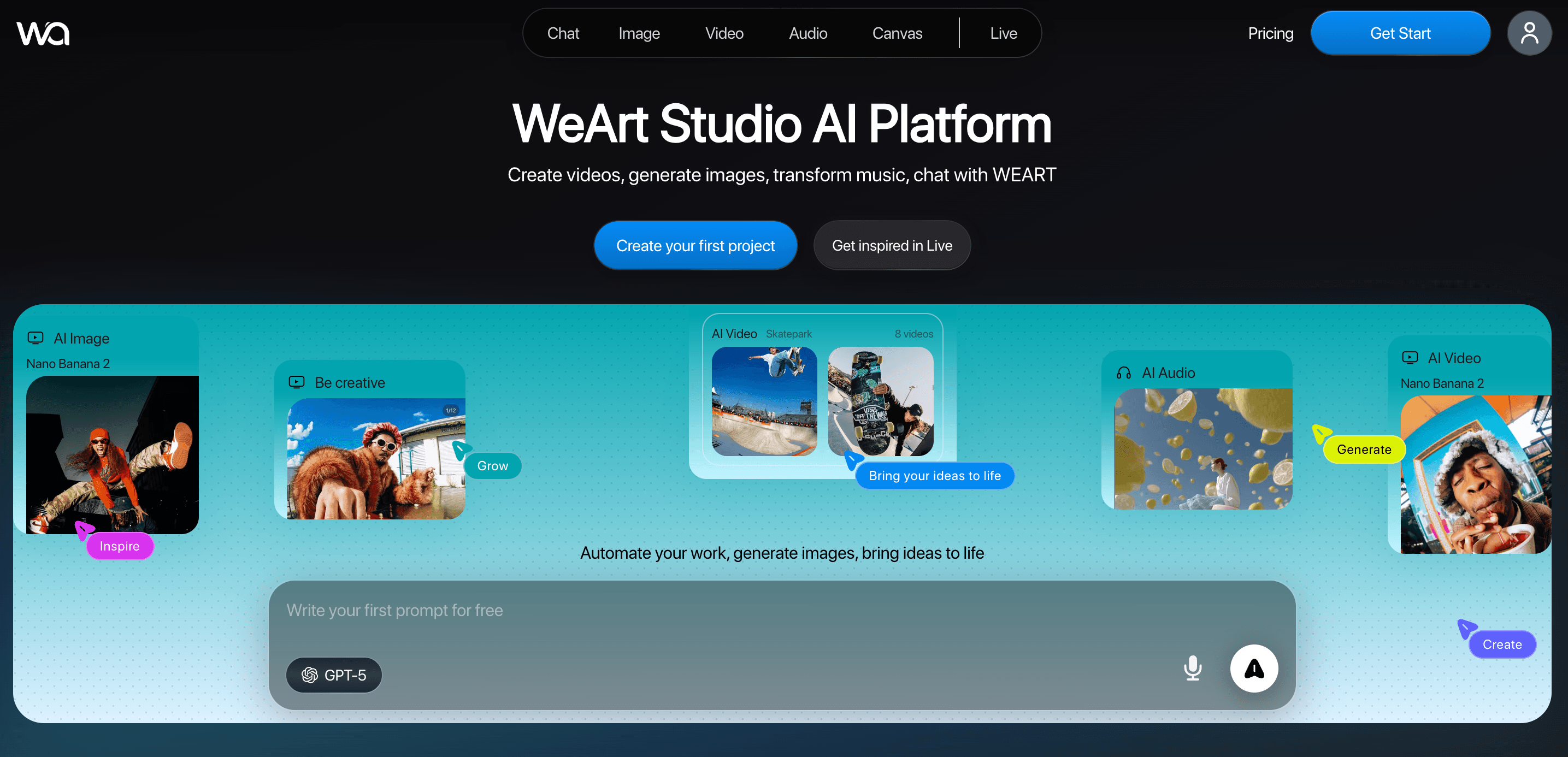 WeArt Studio application interface
